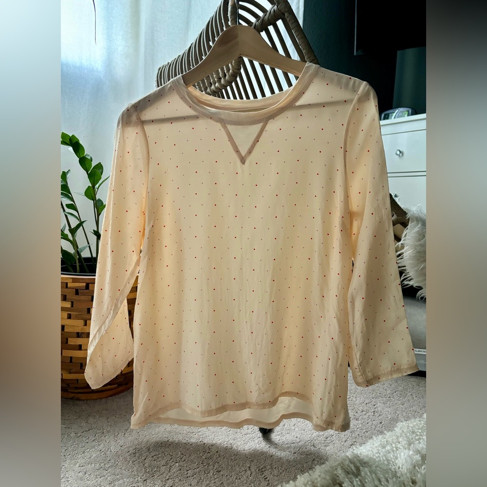Madewell Peach Polkadot Silk Shirt Size S